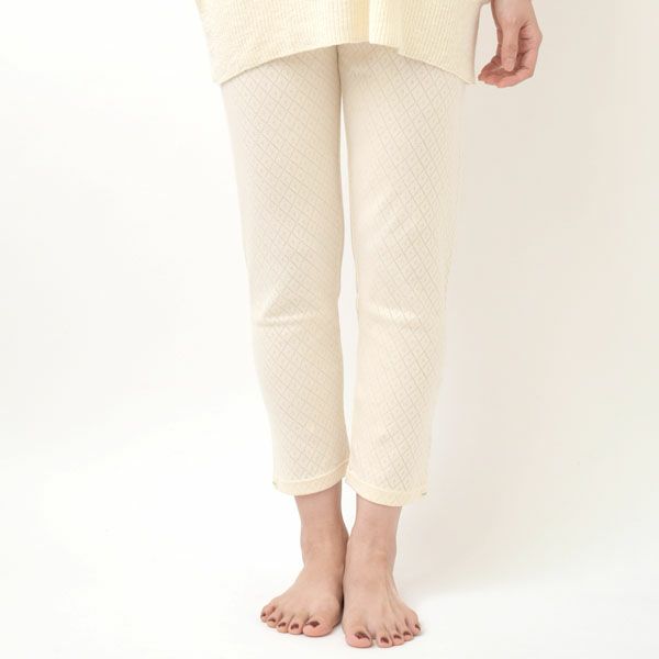 オーガニックコットン 透かしダイヤ柄レギンス(9分丈)