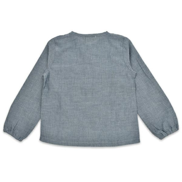 【SALE／50%OFF】オーガニックコットン ガールズ シャンブレーフリル付きシャツ(長袖)