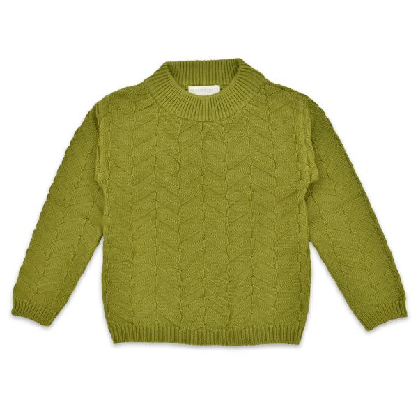 【SALE／50%OFF】オーガニックコットン キッズ ヘリンボーンニットセーター(長袖)