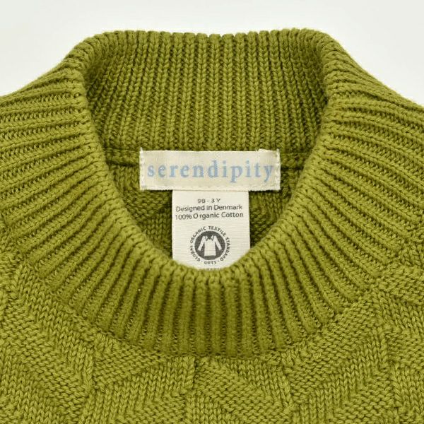 【SALE／50%OFF】オーガニックコットン キッズ ヘリンボーンニットセーター(長袖)
