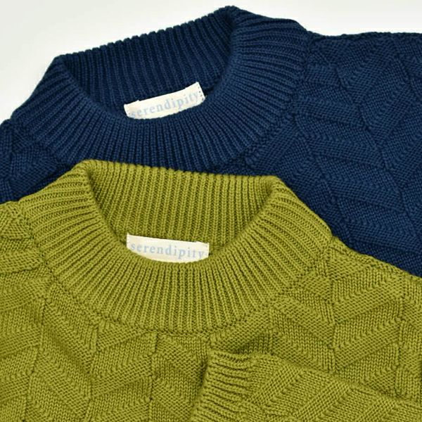 【SALE／50%OFF】オーガニックコットン キッズ ヘリンボーンニットセーター(長袖)