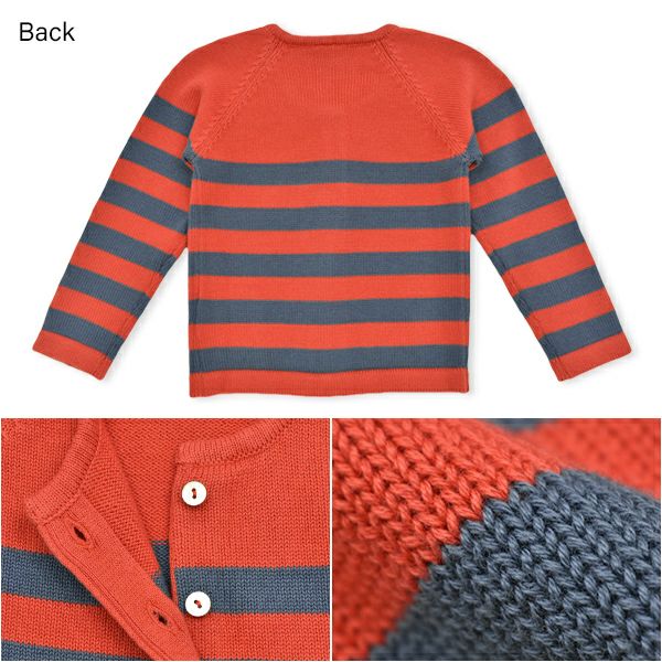 【SALE／50%OFF】オーガニックコットン キッズ ニットボーダーカーディガン(長袖)