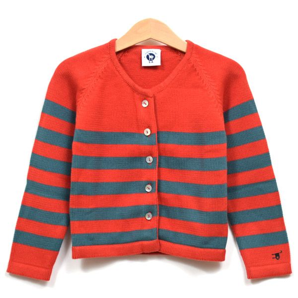 【SALE／50%OFF】オーガニックコットン キッズ ニットボーダーカーディガン(長袖)