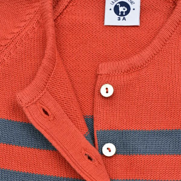 【SALE／50%OFF】オーガニックコットン キッズ ニットボーダーカーディガン(長袖)