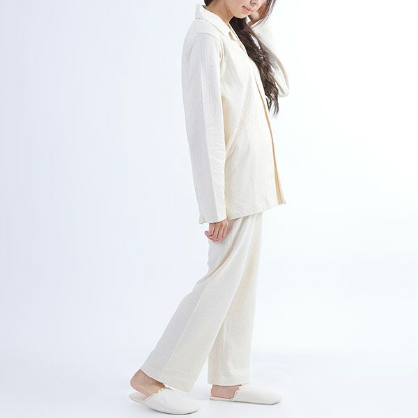 オーガニックコットン エアニット前開きパジャマ ナチュラル M