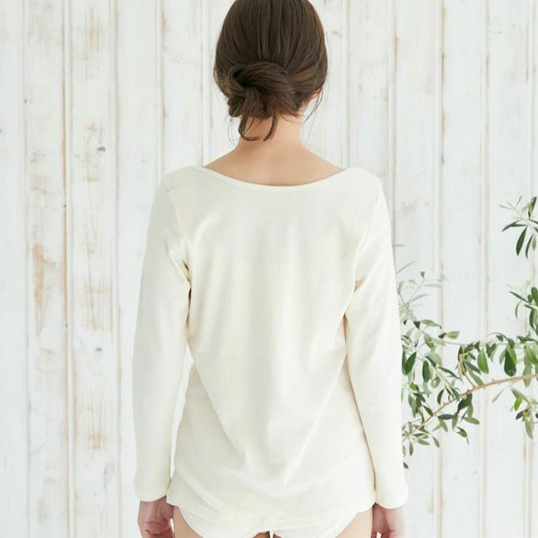 オーガニックコットン 授乳用インナー穴あきシャツ（長袖）