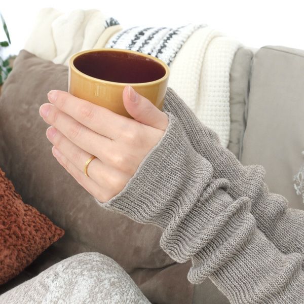 オーガニックコットン ヤク＆スーピマリブウォーマー モクグレー 32cm