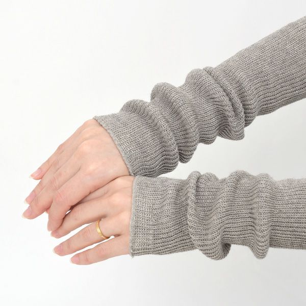 オーガニックコットン ヤク＆スーピマリブウォーマー モクグレー 32cm