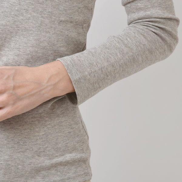 オーガニックコットン＆ヤク フライスVネックTシャツ（長袖）