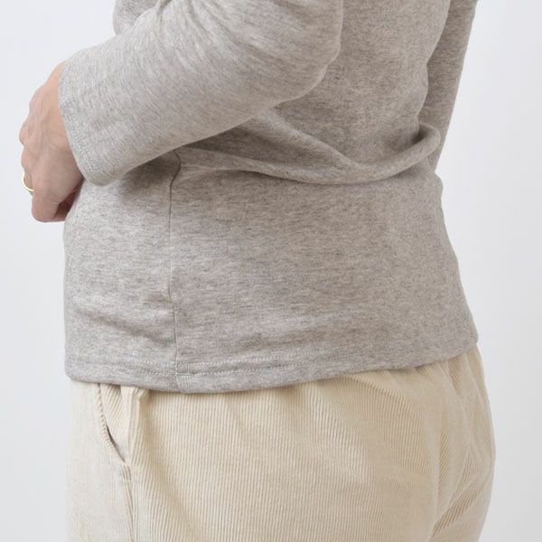 オーガニックコットン＆ヤク フライスVネックTシャツ（長袖）