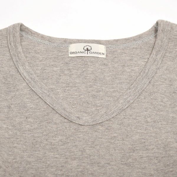 オーガニックコットン＆ヤク フライスVネックTシャツ（長袖）