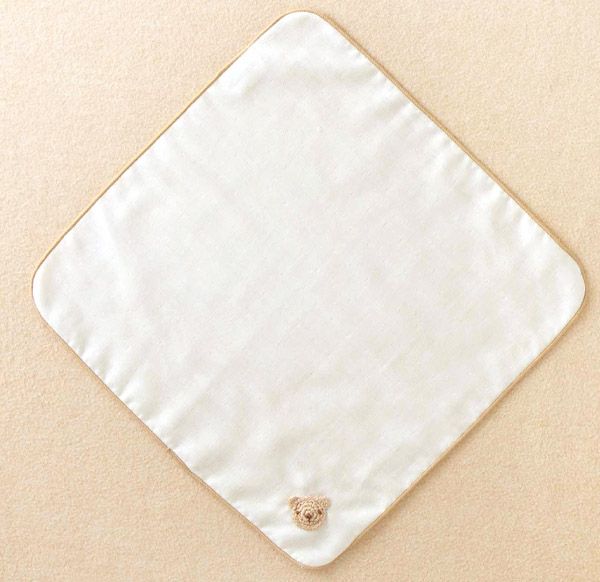 オーガニックコットン ベビー【手編みモチーフ】ガーゼハンカチ