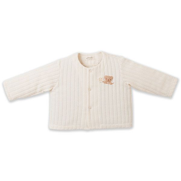 オーガニックコットン ベビー【手編みモチーフ】レーシーニットカーディガン