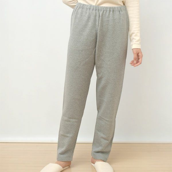 オーガニックコットン 裏起毛あったかストレートパンツ