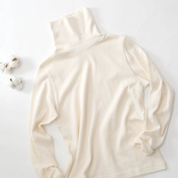オーガニックコットン ガーゼ天竺ニットタートルネック