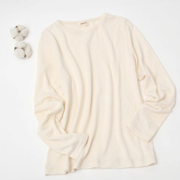 オーガニックコットン ガーゼ天竺ニットクルーネック
