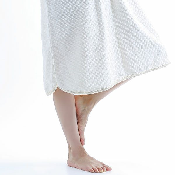 オーガニックコットン レディース 格子柄パイルバスローブ ナチュラル