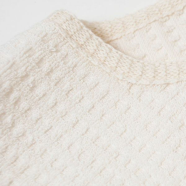 オーガニックコットン レディース 格子柄パイルバスローブ ナチュラル