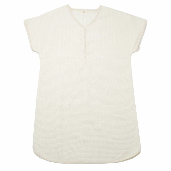 オーガニックコットン レディース 格子柄パイルバスローブ ナチュラル