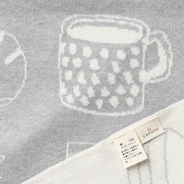 オーガニックコットン ねこ柄アフガン