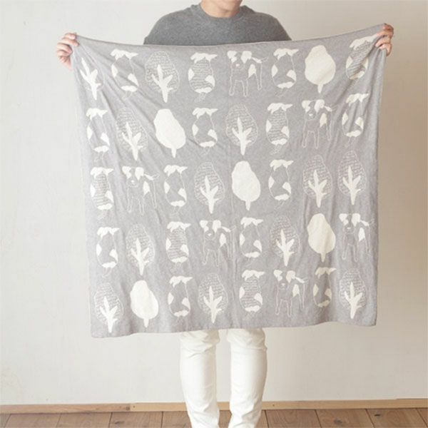 オーガニックコットン いぬ柄アフガン