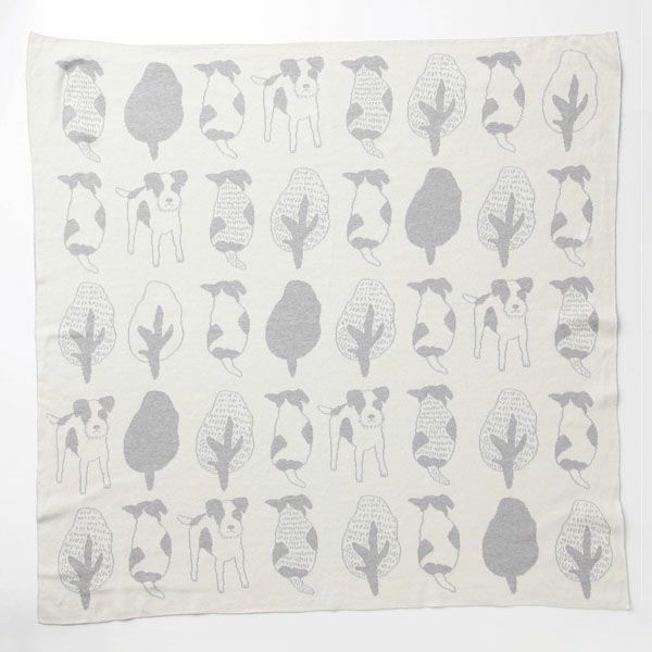 オーガニックコットン いぬ柄アフガン