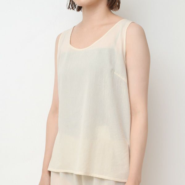 オーガニックコットン ちりめん タンクトップ ナチュラル M