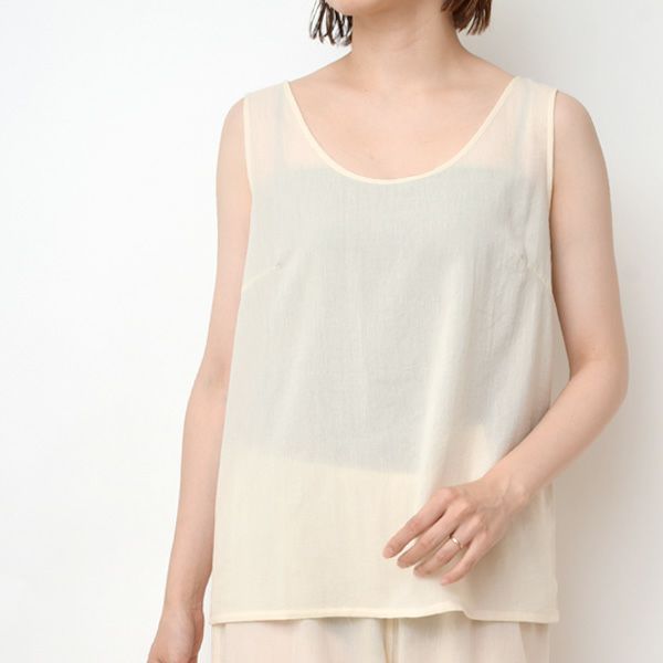 オーガニックコットン ちりめん タンクトップ ナチュラル M