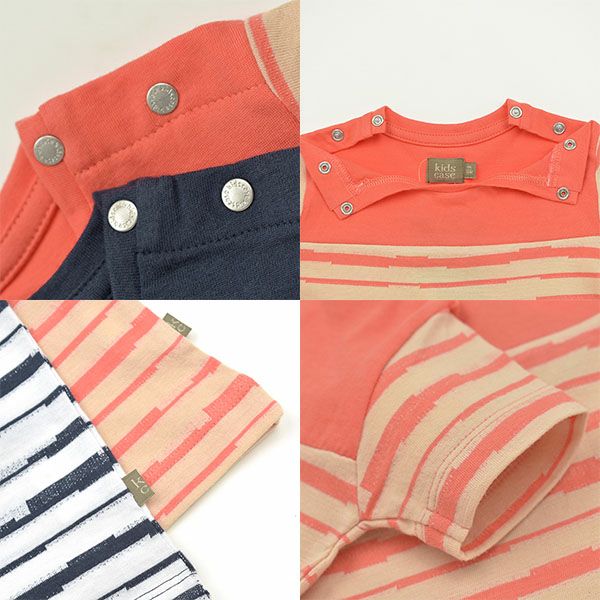 【SALE／40%OFF】オーガニックコットン ベビー 肩ボタン付きシャツ Syd（半袖）