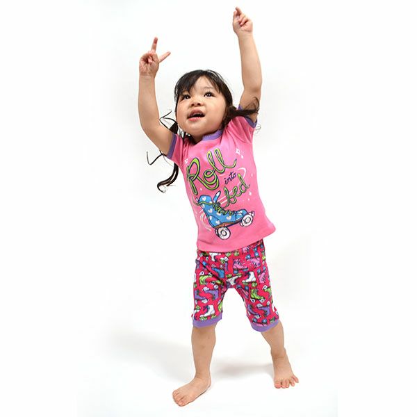 【SALE／40%OFF】オーガニックコットン キッズ パジャマ（半袖） Roller Girl