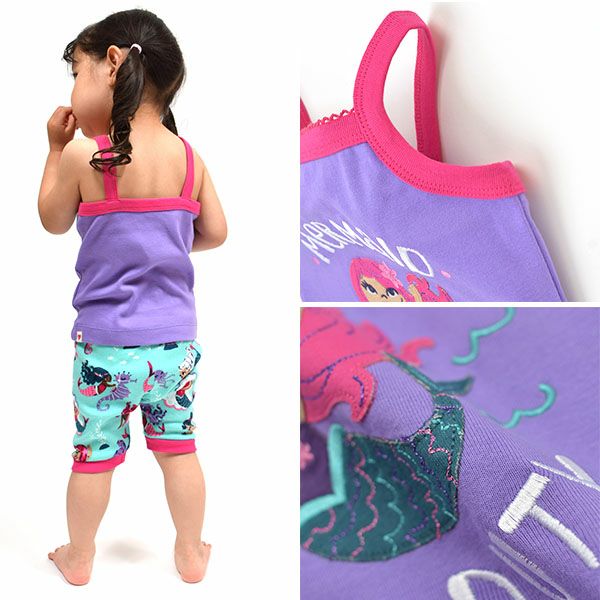 【SALE／40%OFF】オーガニックコットン キッズ アップリケパジャマ（キャミソール） Mermaid