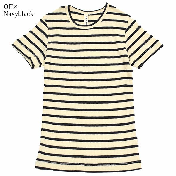 【SALE／40%OFF】オーガニックコットン キッズ リブストライプクルーネックT（半袖）