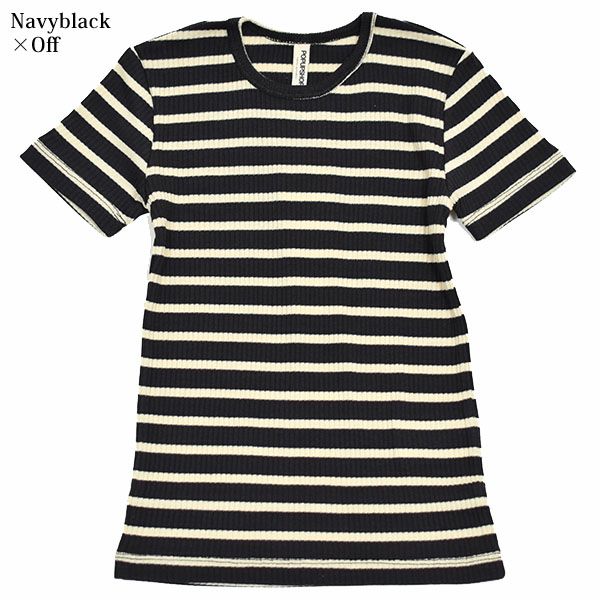 【SALE／40%OFF】オーガニックコットン キッズ リブストライプクルーネックT（半袖）