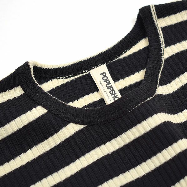 【SALE／40%OFF】オーガニックコットン キッズ リブストライプクルーネックT（半袖）