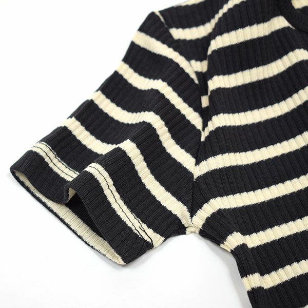 【SALE／40%OFF】オーガニックコットン キッズ リブストライプクルーネックT（半袖）