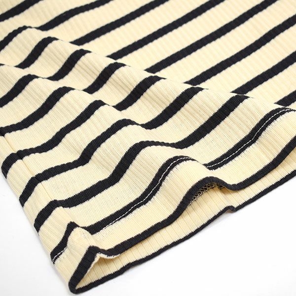 【SALE／40%OFF】オーガニックコットン キッズ リブストライプクルーネックT（半袖）