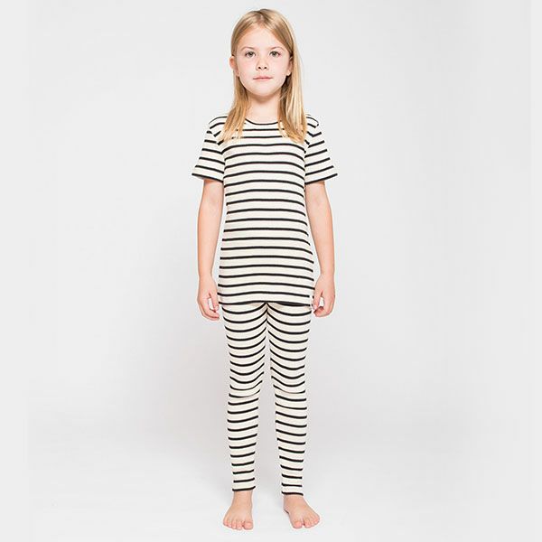 【SALE／40%OFF】オーガニックコットン キッズ リブストライプクルーネックT（半袖）