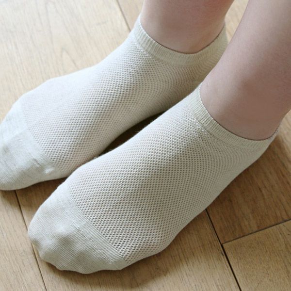 オーガニックコットン＆リネン アンクルソックス グレー 22-24