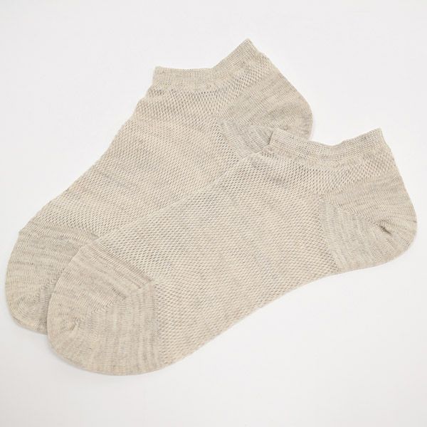 オーガニックコットン＆リネン アンクルソックス グレー 22-24