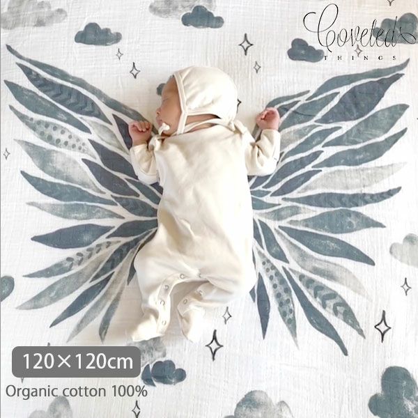 オーガニックコットン モスリンスワドルScarf Wings
