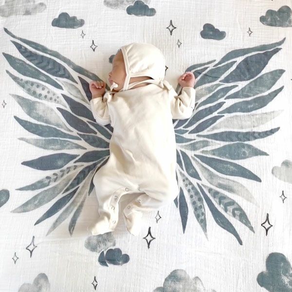 オーガニックコットン モスリンスワドルScarf Wings