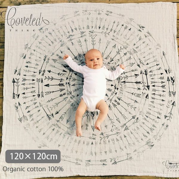 オーガニックコットン モスリンスワドルScarf Faded Arrows