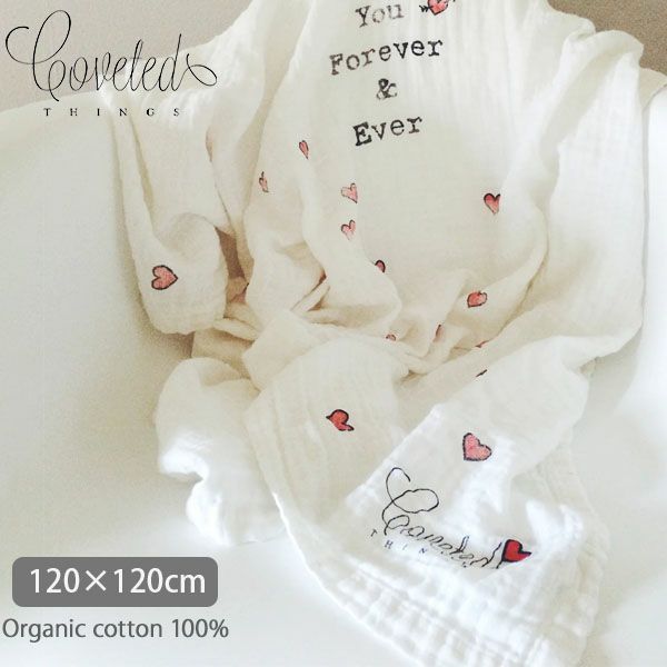 【SALE／50%OFF】 オーガニックコットン モスリンスワドルScarf  Love You Forever hearts