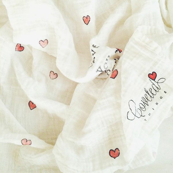 【SALE／50%OFF】 オーガニックコットン モスリンスワドルScarf  Love You Forever hearts