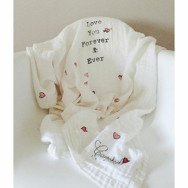 【SALE／50%OFF】 オーガニックコットン モスリンスワドルScarf  Love You Forever hearts