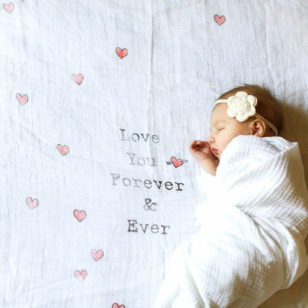 【SALE／50%OFF】 オーガニックコットン モスリンスワドルScarf  Love You Forever hearts