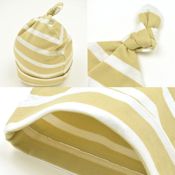【SALE／50%OFF】オーガニックコットン ベビー結び帽 BretonStripe