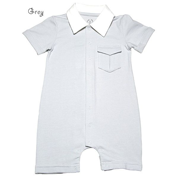 【SALE／50%OFF】オーガニックコットン ベビーショートオール（半袖）Little Business