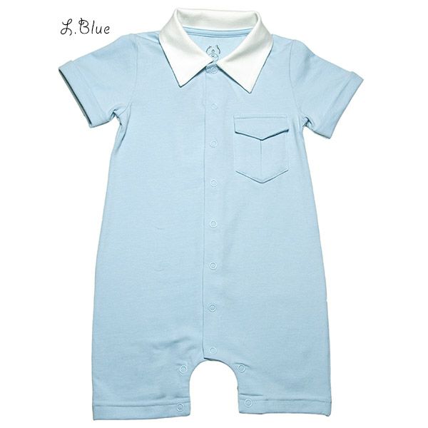 【SALE／50%OFF】オーガニックコットン ベビーショートオール（半袖）Little Business