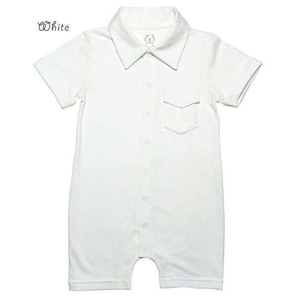 【SALE／50%OFF】オーガニックコットン ベビーショートオール（半袖）Little Business